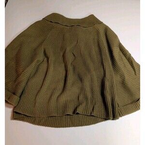 ZUMIÈRE Olive Green Oversized Cropped Ribbed Knit Cardigan Sweater Size M